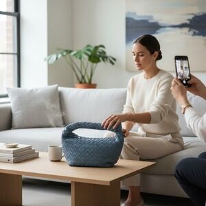 A New Day NWOT Woven Knot Hobo Crescent Bag Lt. Blue Faux Leather Women's purse